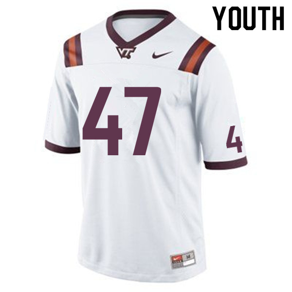 Youth #47 John Ransom Virginia Tech Hokies College Football Jerseys Sale-White